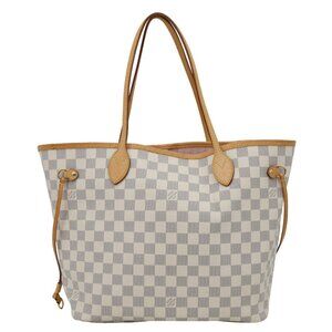 LOUIS VUITTON  Neverfull MM Damier Azur Tote Shoulder Bag Rose Ballerine
